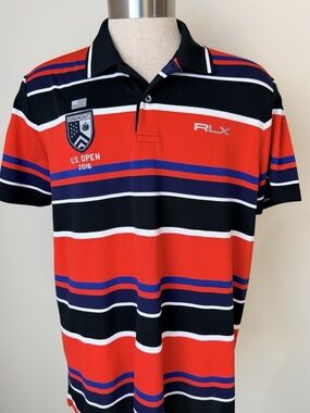 RLX Ralph Lauren Polo Shirt Mens XL Red Black Us Open 2016 Oakmont Golf